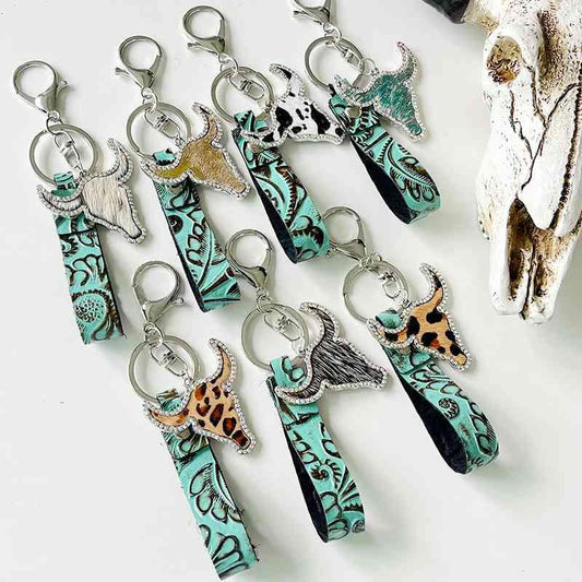 Rhinestone Bull Keychain Keychain