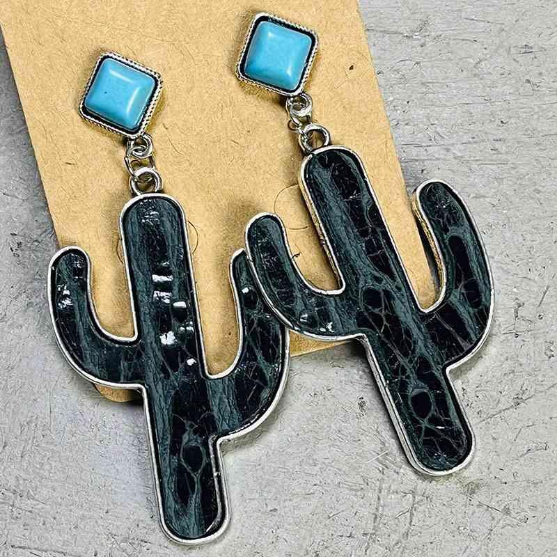 Turquoise Cactus Earrings Earrings Black One Size