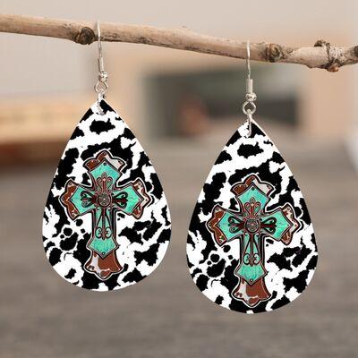 PU Leather Iron Hook Teardrop Earrings Earrings Style C One Size