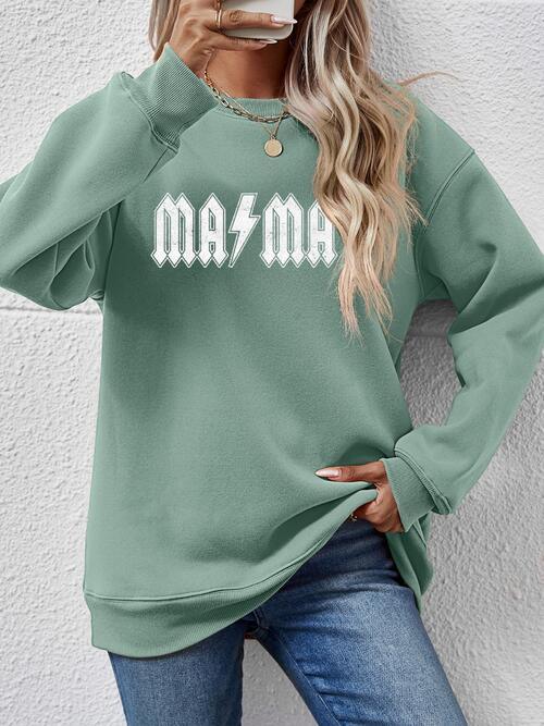 Letter Graphic Dropped Shoulder Sweatshirt Sweatshirt Sage
