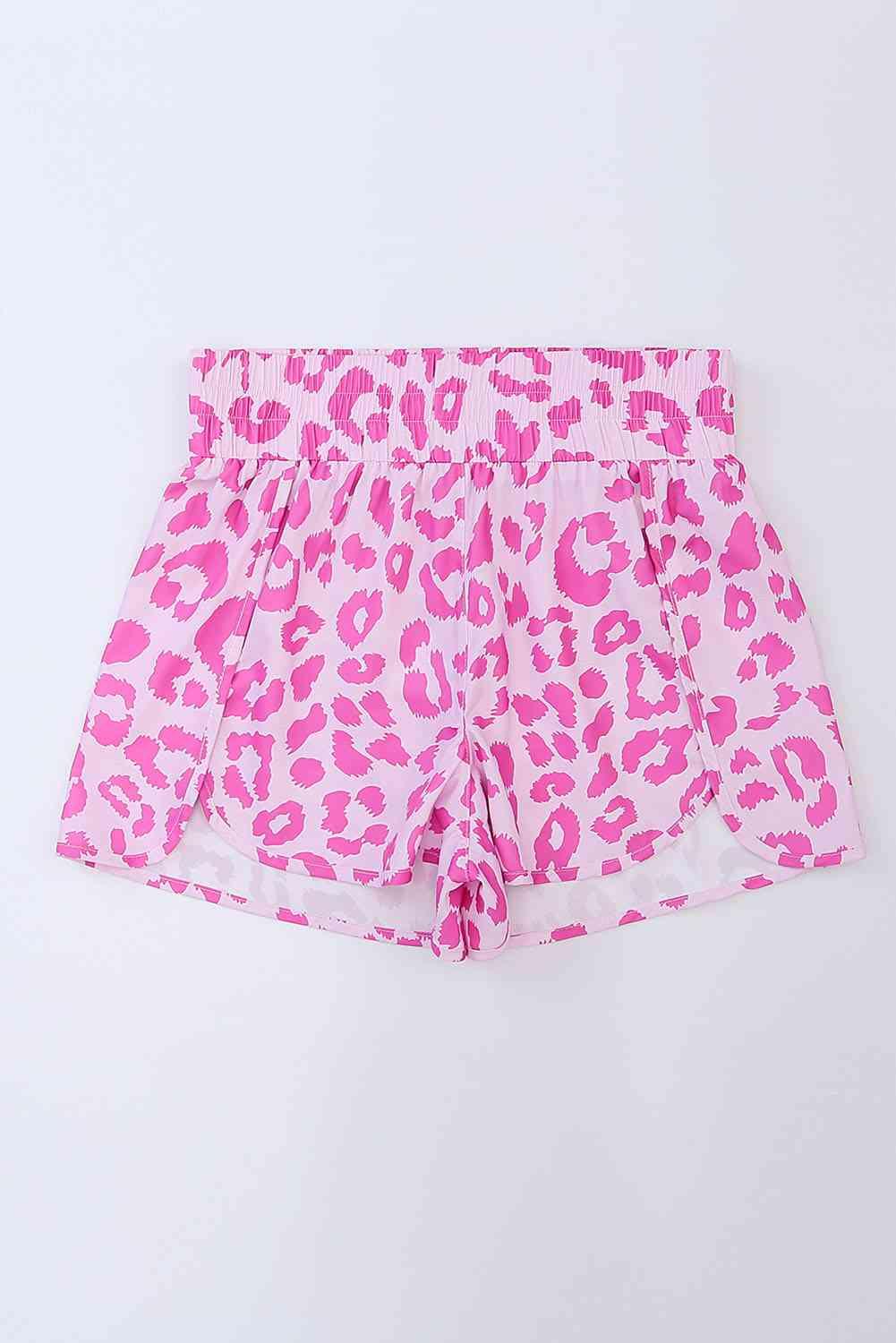 Leopard Elastic Waist Shorts shorts