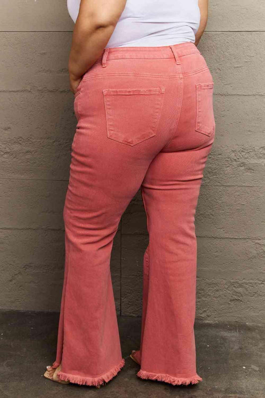 RISEN Bailey Full Size High Waist Side Slit Flare Jeans pants