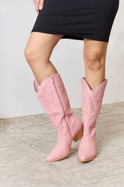 Forever Link Knee High Cowboy Boots boots PINK