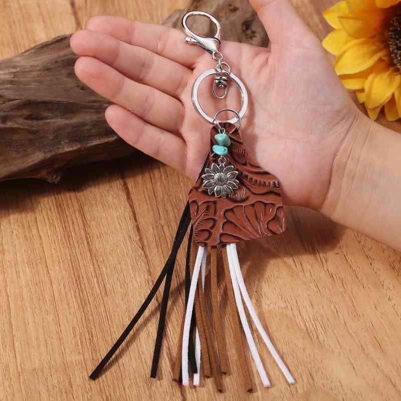 Turquoise Fringe Detail Key Chain Keychain Style B One Size