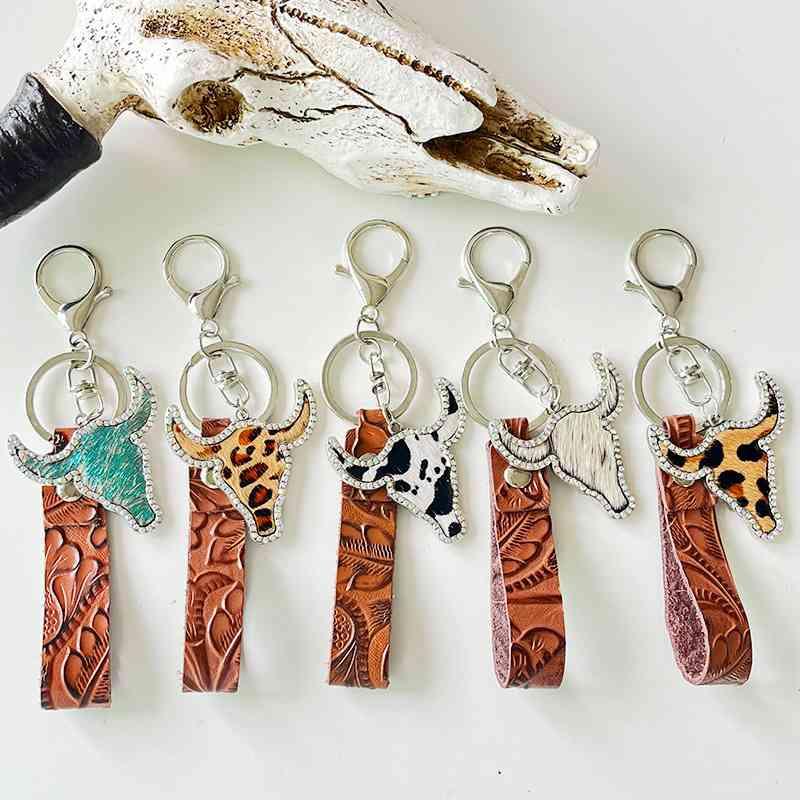 Rhinestone Bull Keychain Keychain
