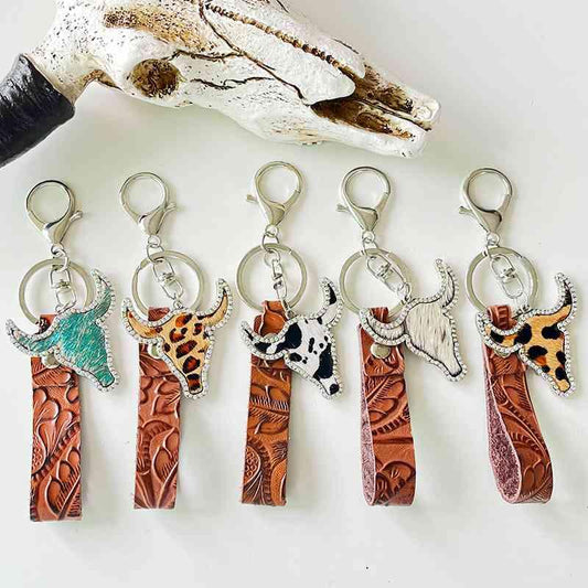 Rhinestone Bull Keychain Keychain