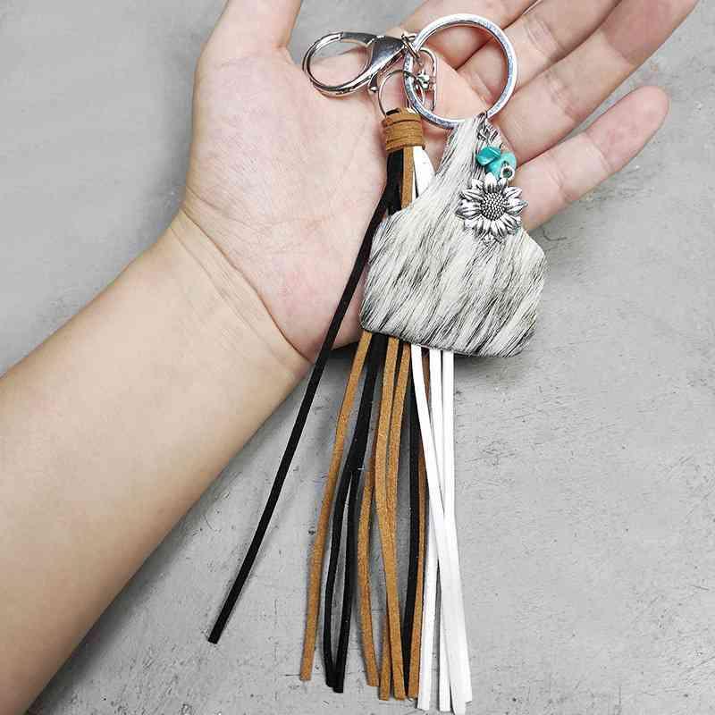 Turquoise Fringe Detail Key Chain Keychain Style H One Size