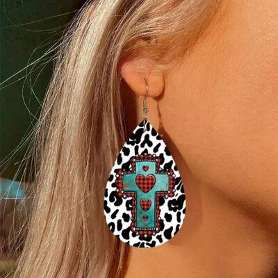 PU Leather Iron Hook Teardrop Earrings Earrings