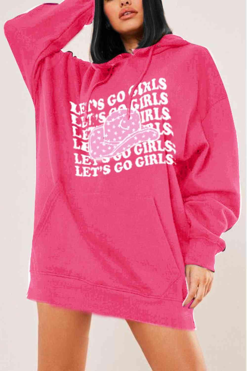 Simply Love Simply Love Full Size LET’S GO GIRLS Graphic Dropped Shoulder Hoodie Sweatshirt