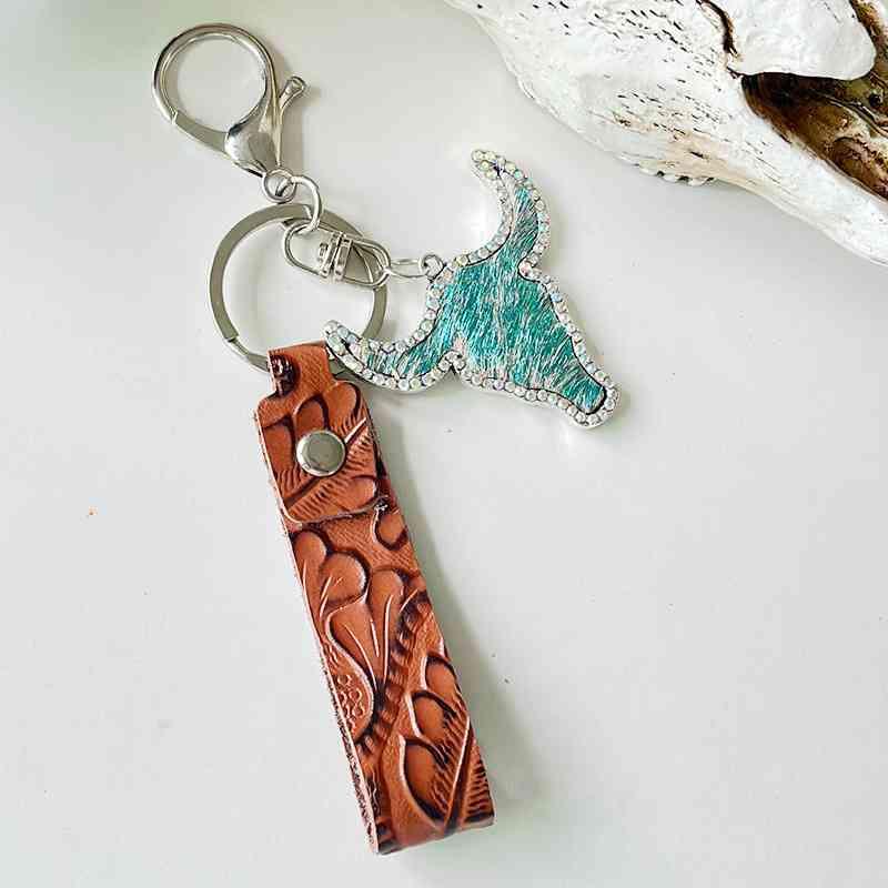 Rhinestone Bull Keychain Keychain Style A One Size