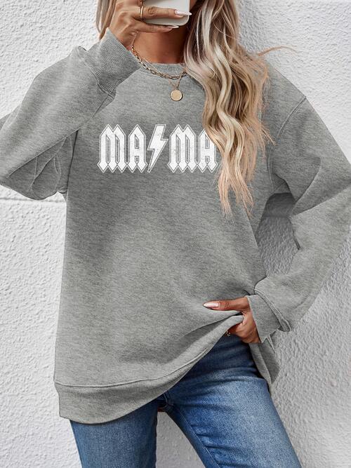 Letter Graphic Dropped Shoulder Sweatshirt Sweatshirt Charcoal