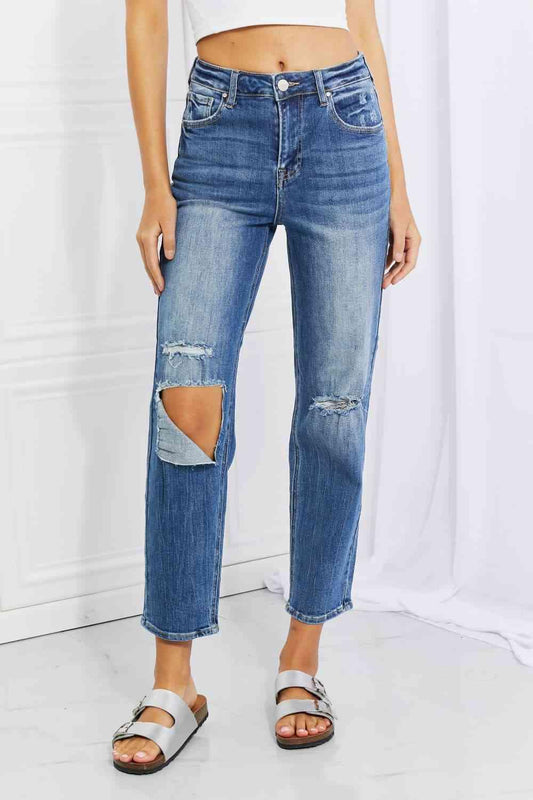 RISEN Full Size Emily High Rise Relaxed Jeans pants Dark