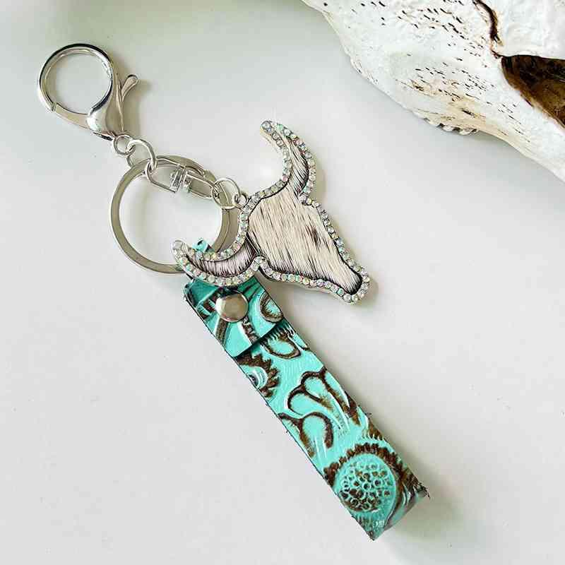 Rhinestone Bull Keychain Keychain Style E One Size
