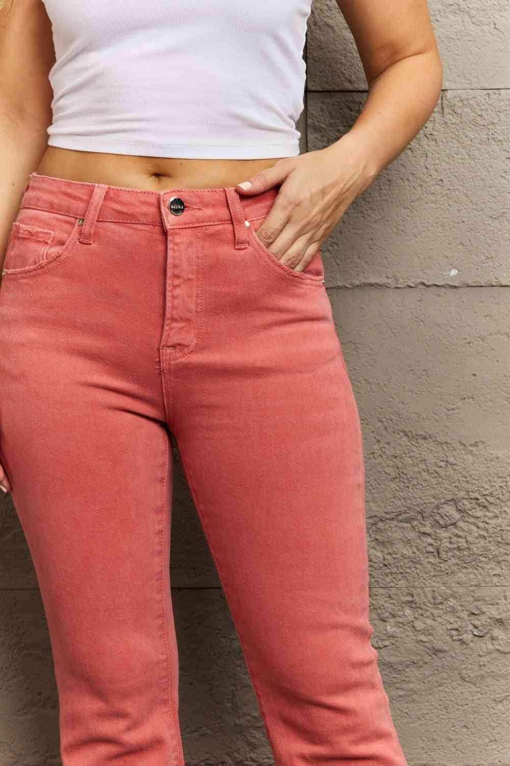 RISEN Bailey Full Size High Waist Side Slit Flare Jeans pants