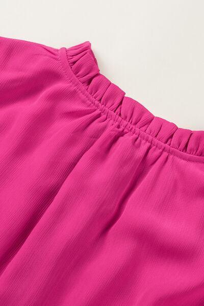 Frill Tie Neck Balloon Sleeve Dress Dress