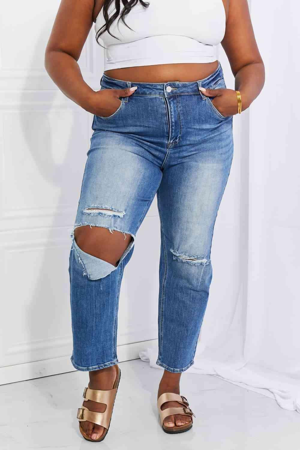 RISEN Full Size Emily High Rise Relaxed Jeans pants