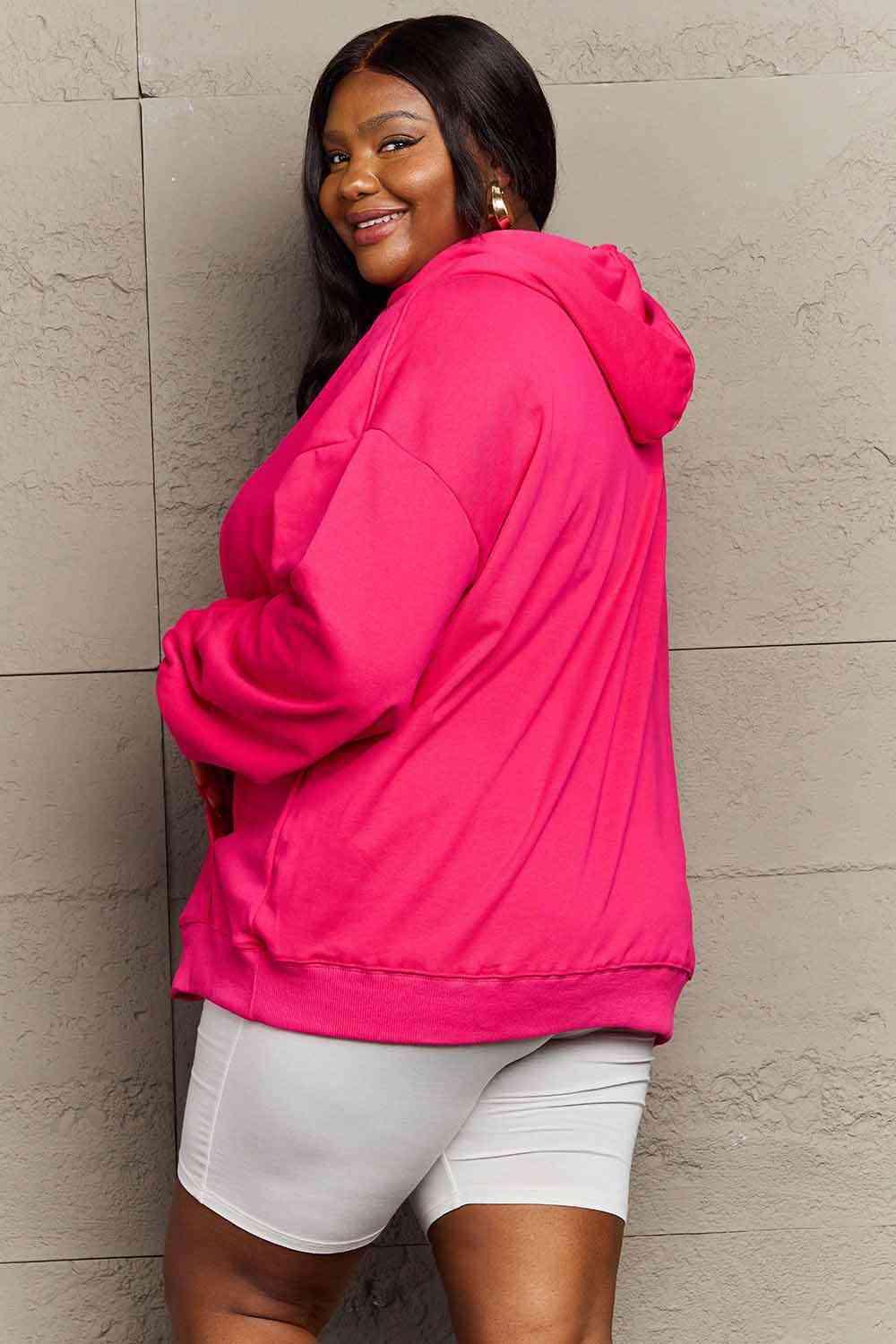 Simply Love Simply Love Full Size LET’S GO GIRLS Graphic Dropped Shoulder Hoodie Sweatshirt