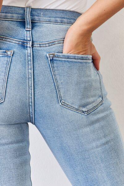 Kancan Full Size Mid Rise Y2K Slit Bootcut Jeans pants