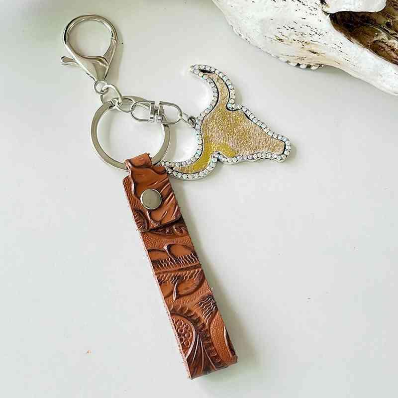 Rhinestone Bull Keychain Keychain Style G One Size