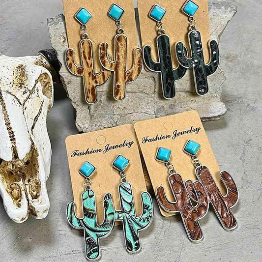Turquoise Cactus Earrings Earrings