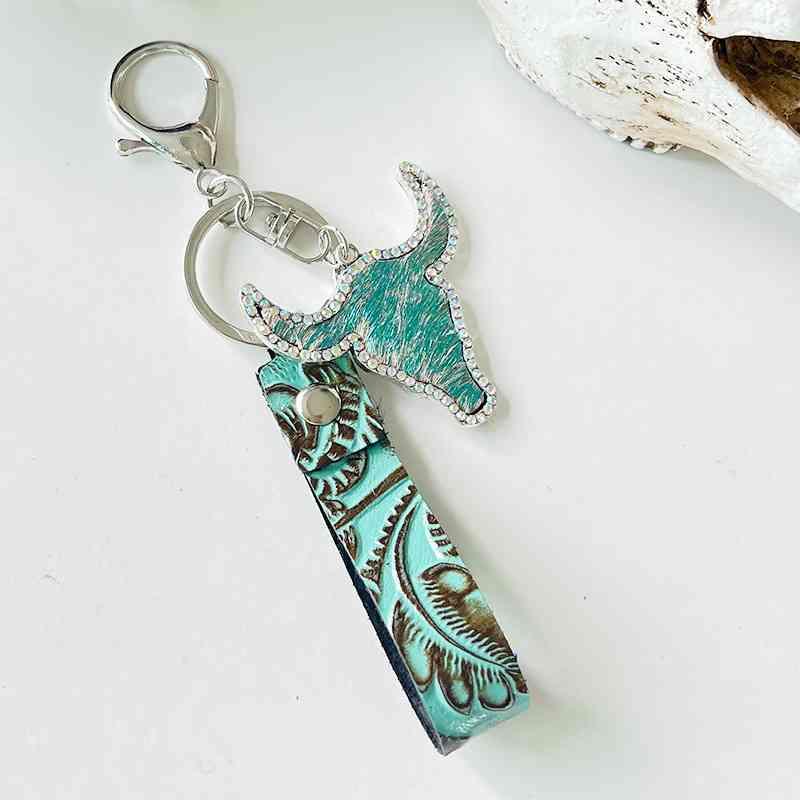 Rhinestone Bull Keychain Keychain Style G One Size