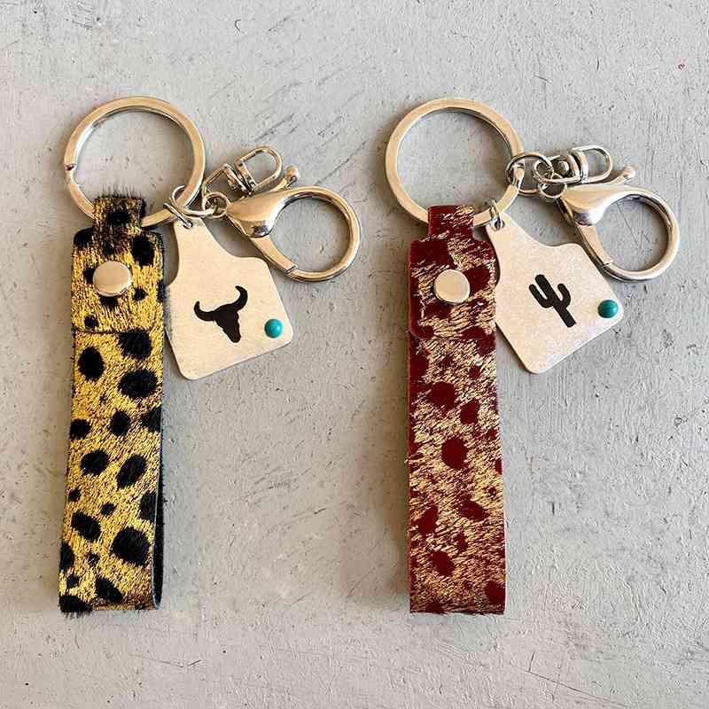 Genuine Leather Alloy Keychain Keychain