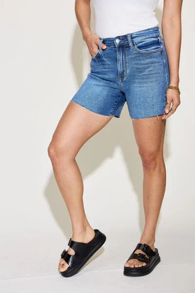 Judy Blue Full Size High Waist Slim Denim Shorts shorts