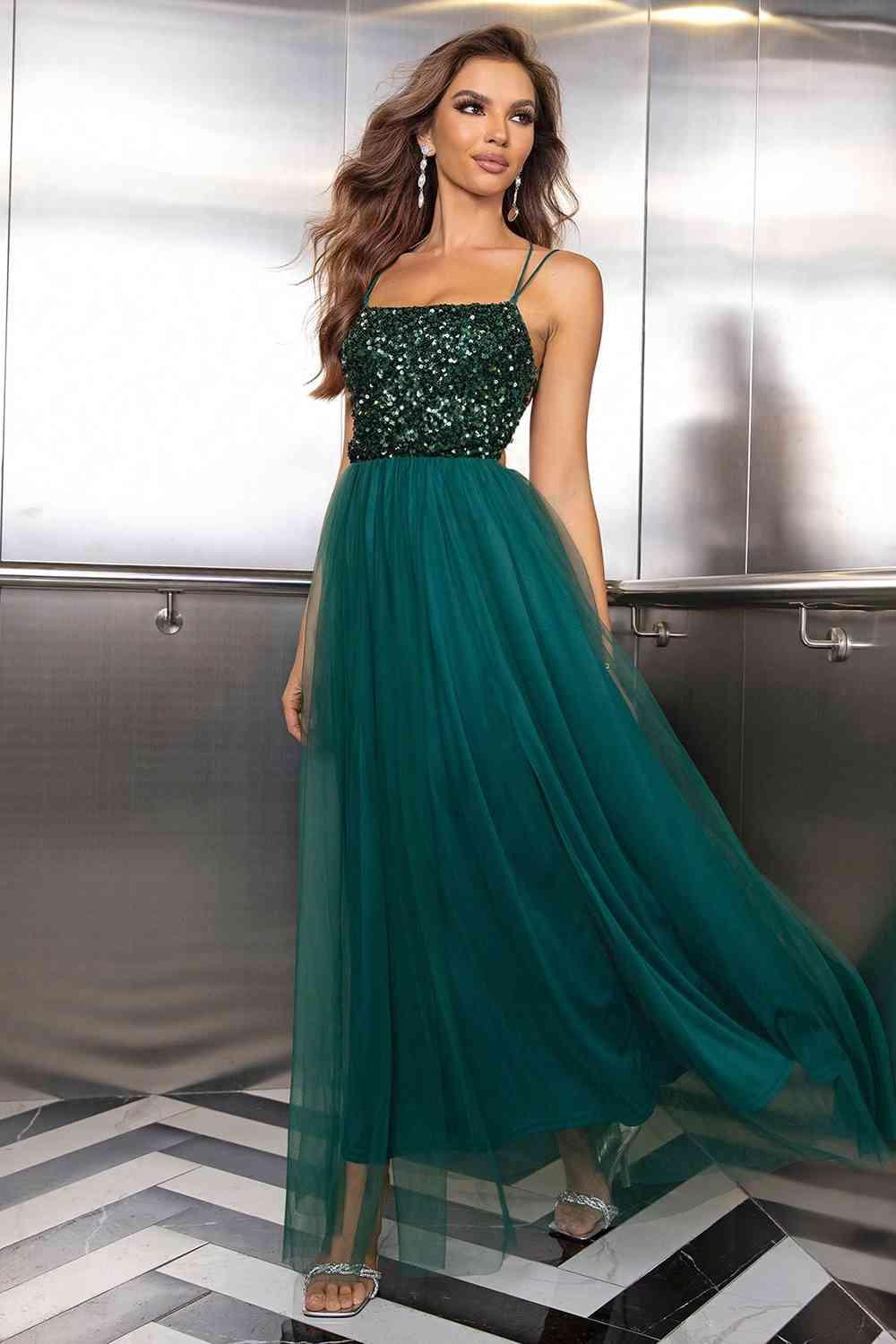 Lace-Up Backless Mesh Dress formal dress