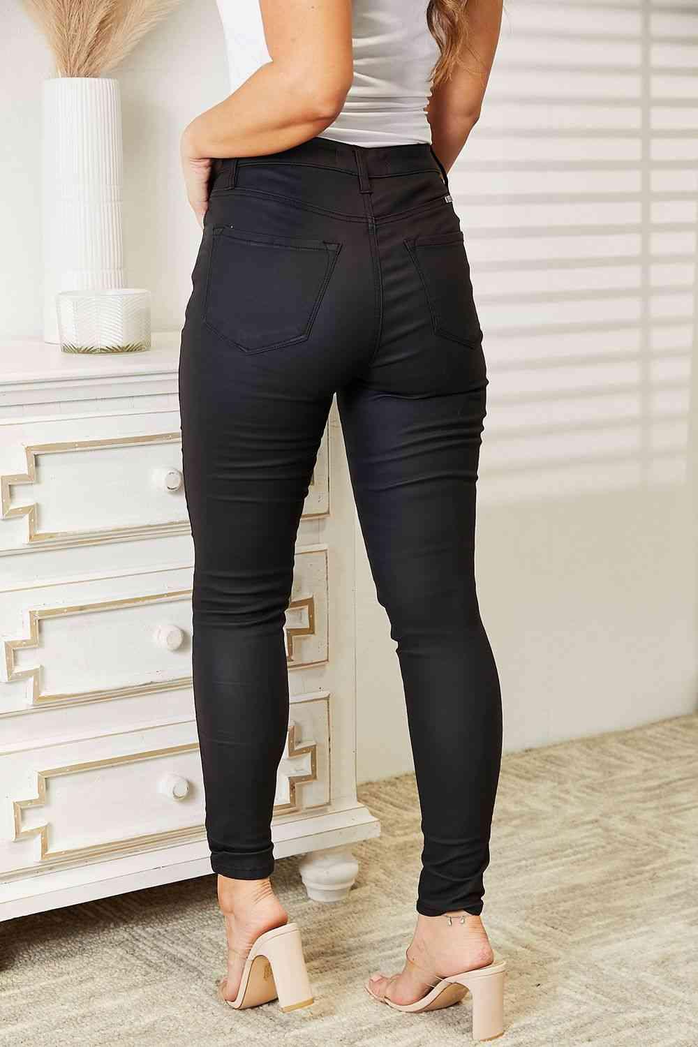 Kancan Full Size High Rise Black Coated Ankle Skinny Jeans pants