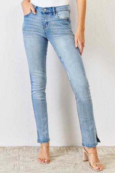 Kancan Full Size Mid Rise Y2K Slit Bootcut Jeans pants Medium
