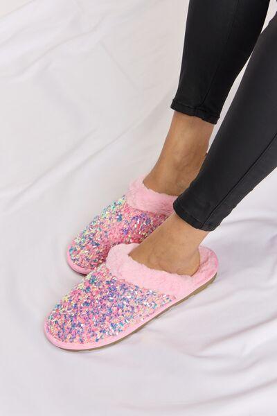 Forever Link Sequin Plush Round Toe Slippers slippers
