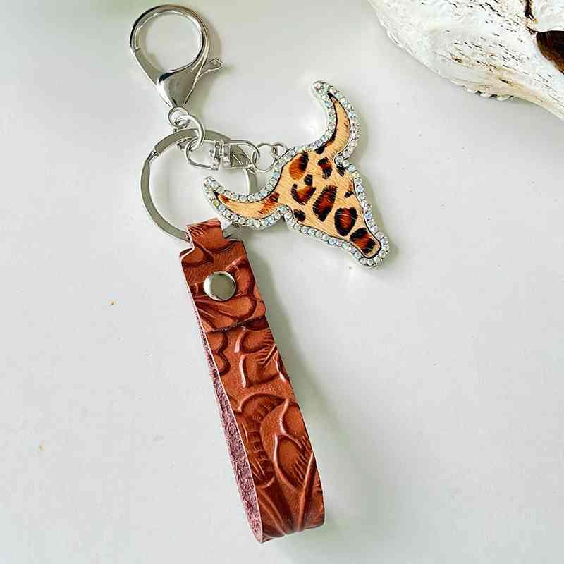 Rhinestone Bull Keychain Keychain Style E One Size