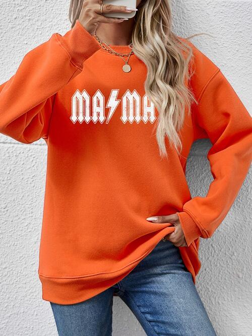 Letter Graphic Dropped Shoulder Sweatshirt Sweatshirt Pumpkin