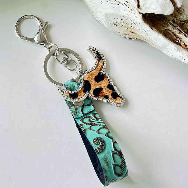 Rhinestone Bull Keychain Keychain Style D One Size