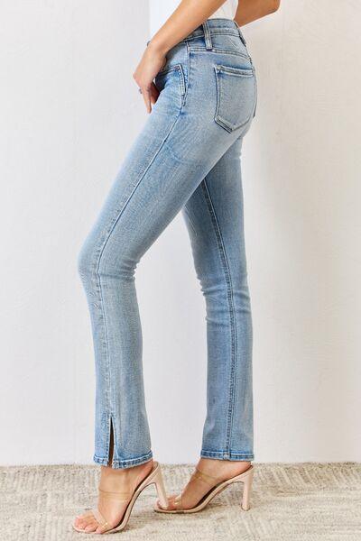 Kancan Full Size Mid Rise Y2K Slit Bootcut Jeans pants
