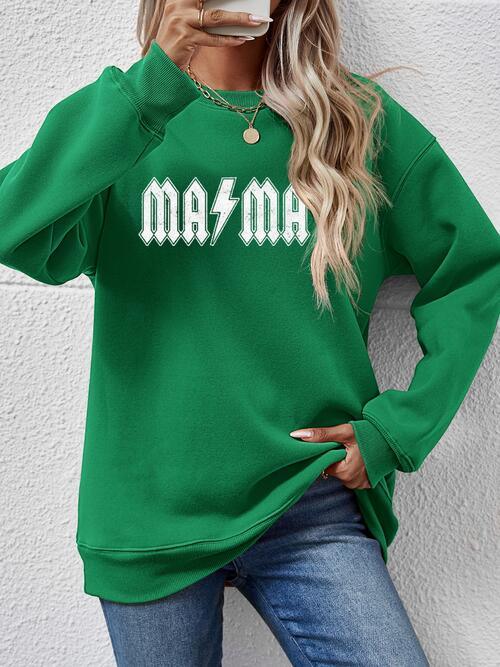 Letter Graphic Dropped Shoulder Sweatshirt Sweatshirt Green