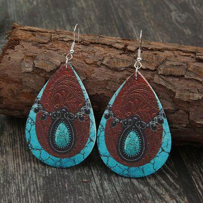 PU Leather Iron Hook Teardrop Earrings Earrings