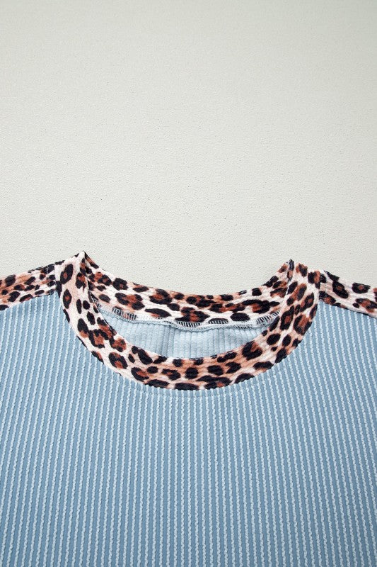 Leopard Trim Textured Lounge Set