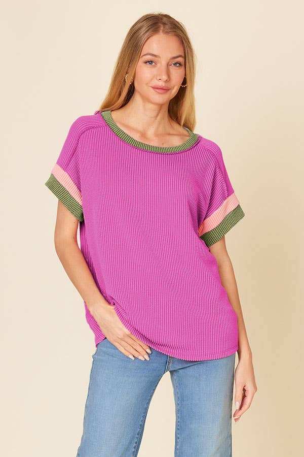 Bright Side Ribbed Colorblock Top