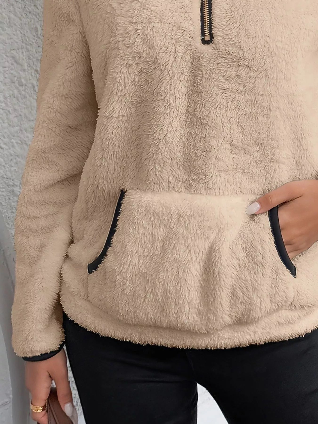 Full Size Cozy Fleece Quarter Zip Long Sleeve Sweatshirt Plus Size Sweatshirt