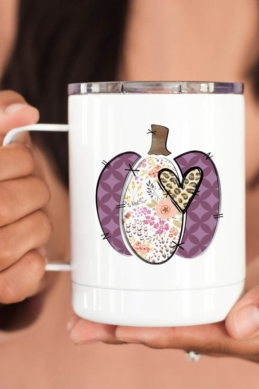 Fall Purple Leopard Heart Coffee Travel Cup