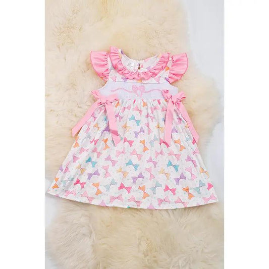 Multi-Printed Bow Smocked Dress - Moonlight Boutique