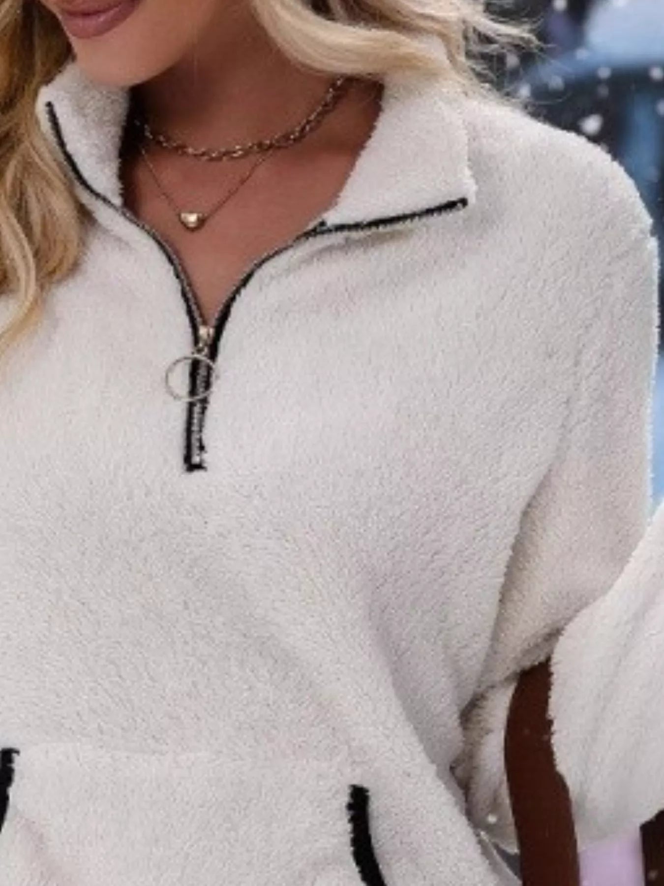 Full Size Cozy Fleece Quarter Zip Long Sleeve Sweatshirt Plus Size Sweatshirt