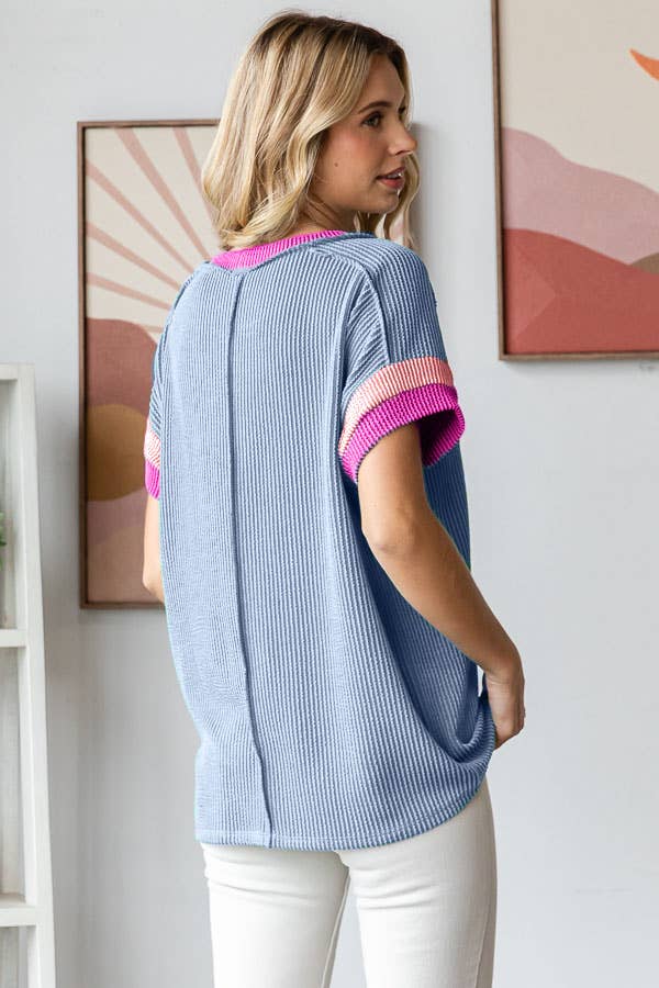 Bright Side Ribbed Colorblock Top