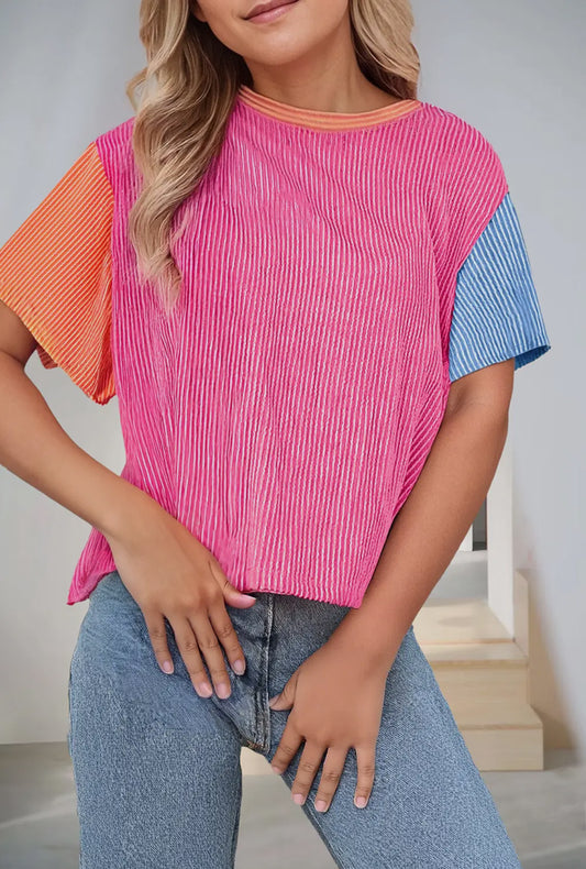 Corded Color-block Crewneck Women’s Tee
