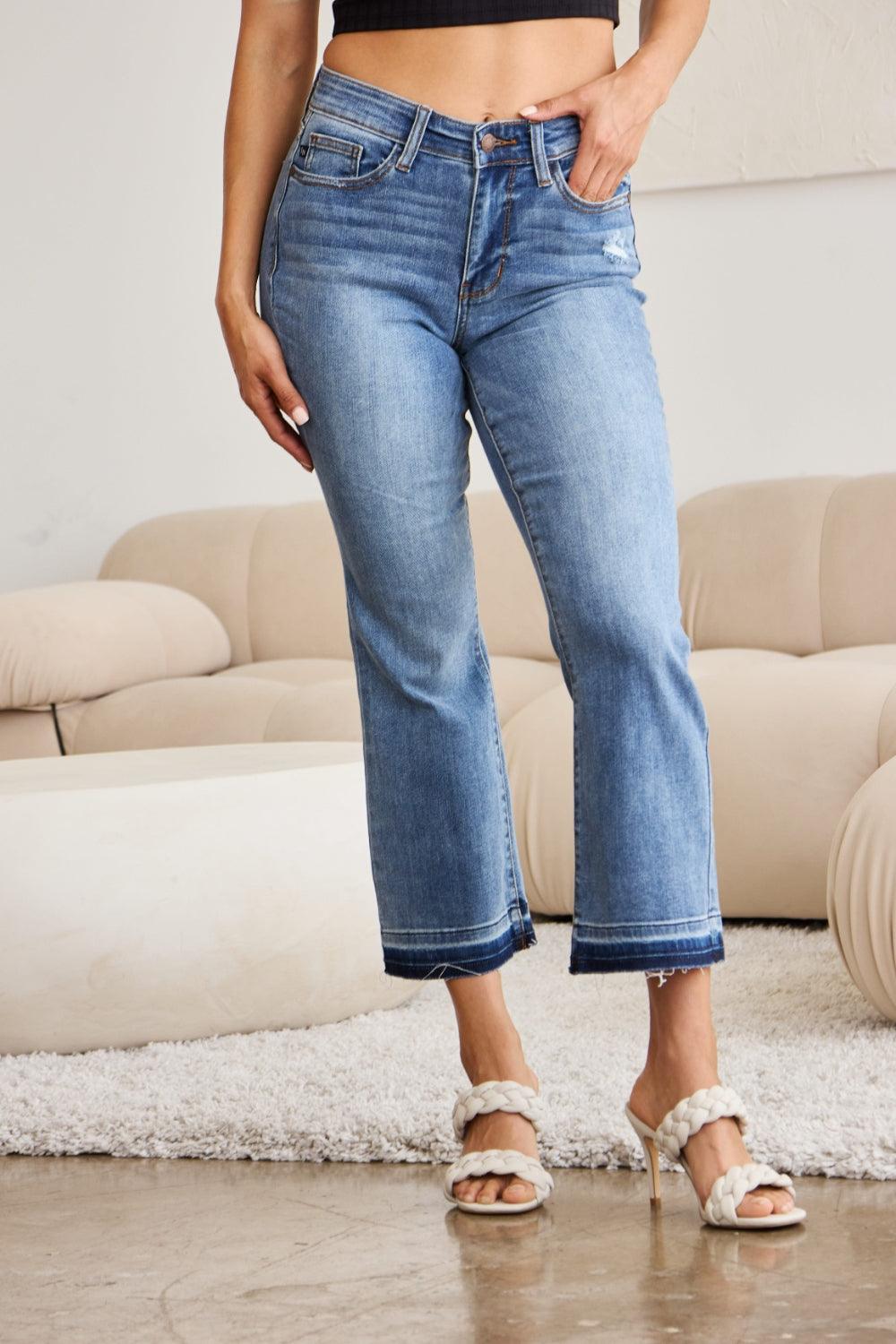 Judy Blue Full Size Release Hem Cropped Bootcut Jeans - Moonlight Boutique