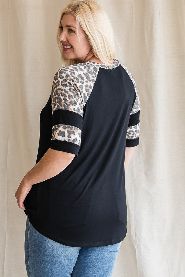 PLUS ANIMAL PRINT RAGLAN SLEEVE TOP Tops