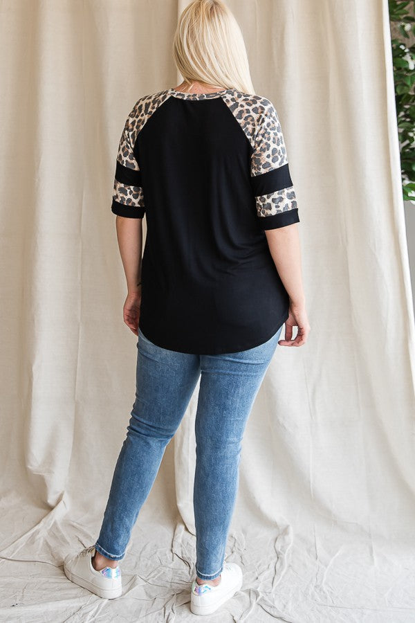 PLUS ANIMAL PRINT RAGLAN SLEEVE TOP Tops