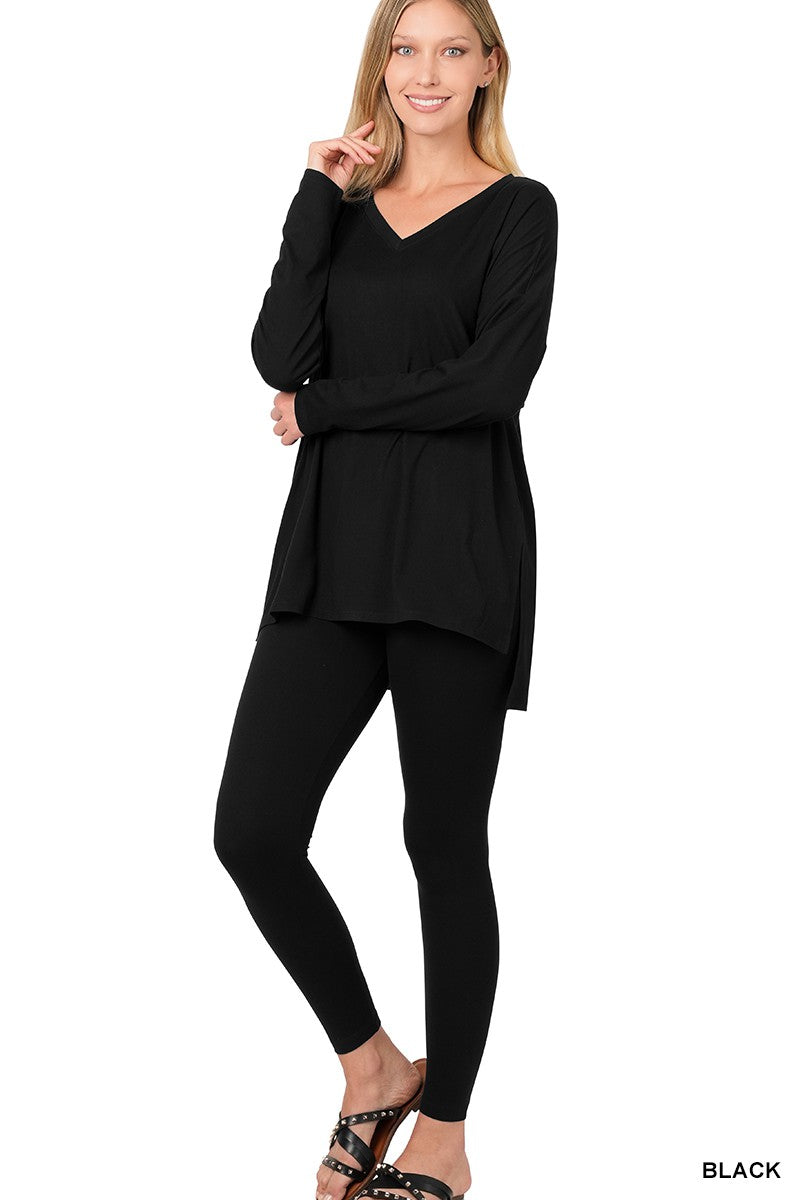Brushed Dty Microfiber Loungewear Set Clothing Set Black