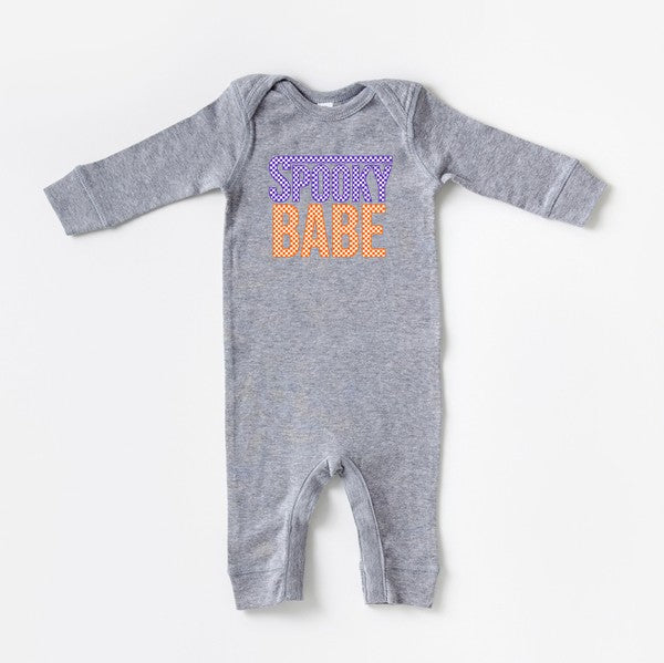 Spooky Babe Checkered Baby Graphic Romper